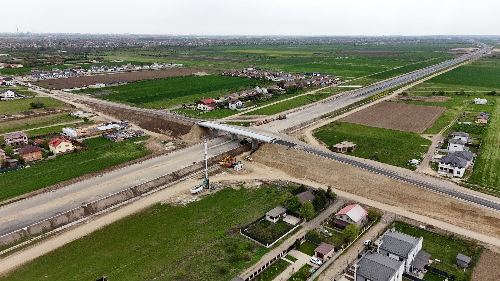Overpass crossing the motorway near a local community