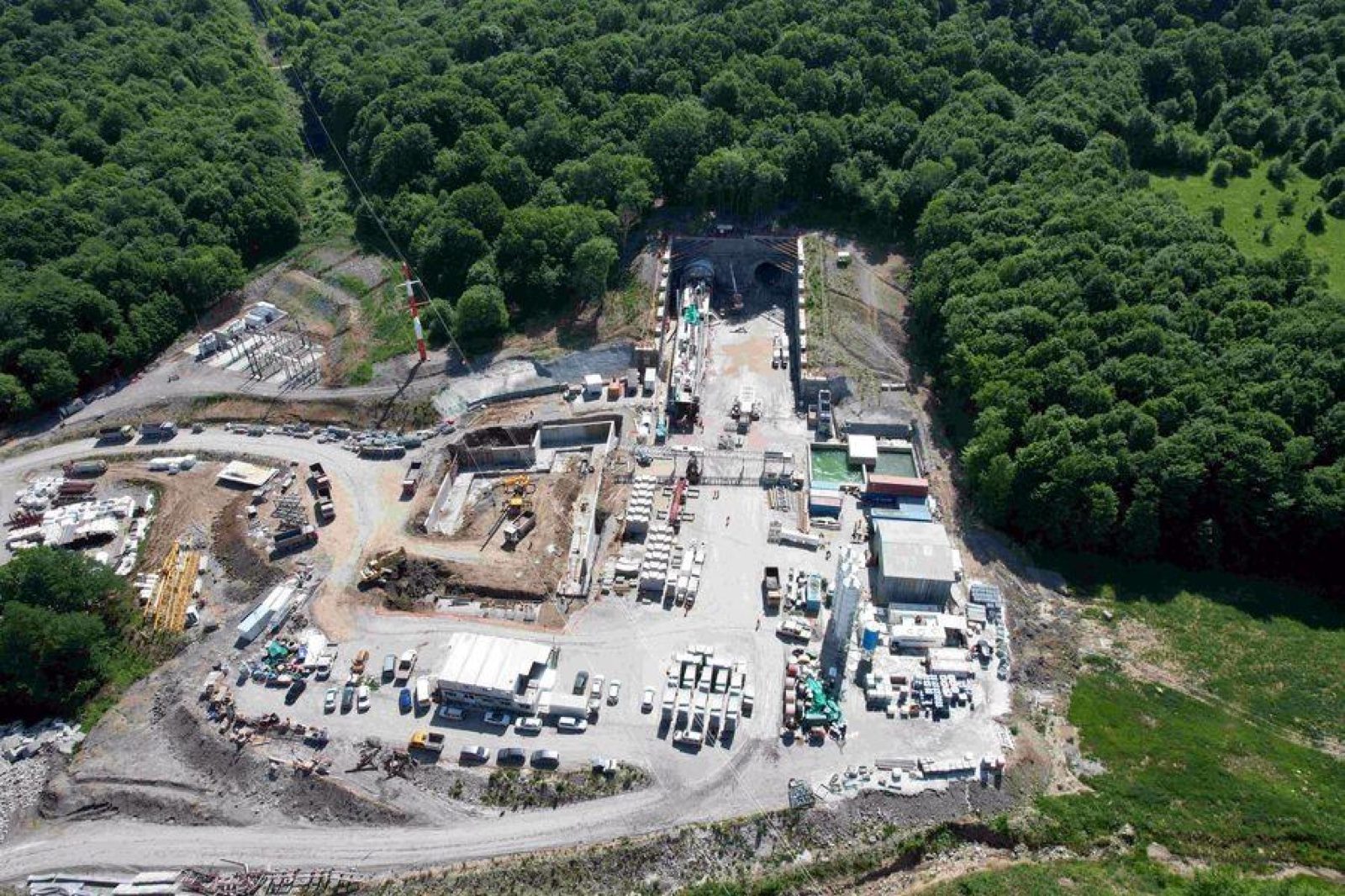 Aerial view of the Apața-Cața tunnel construction site