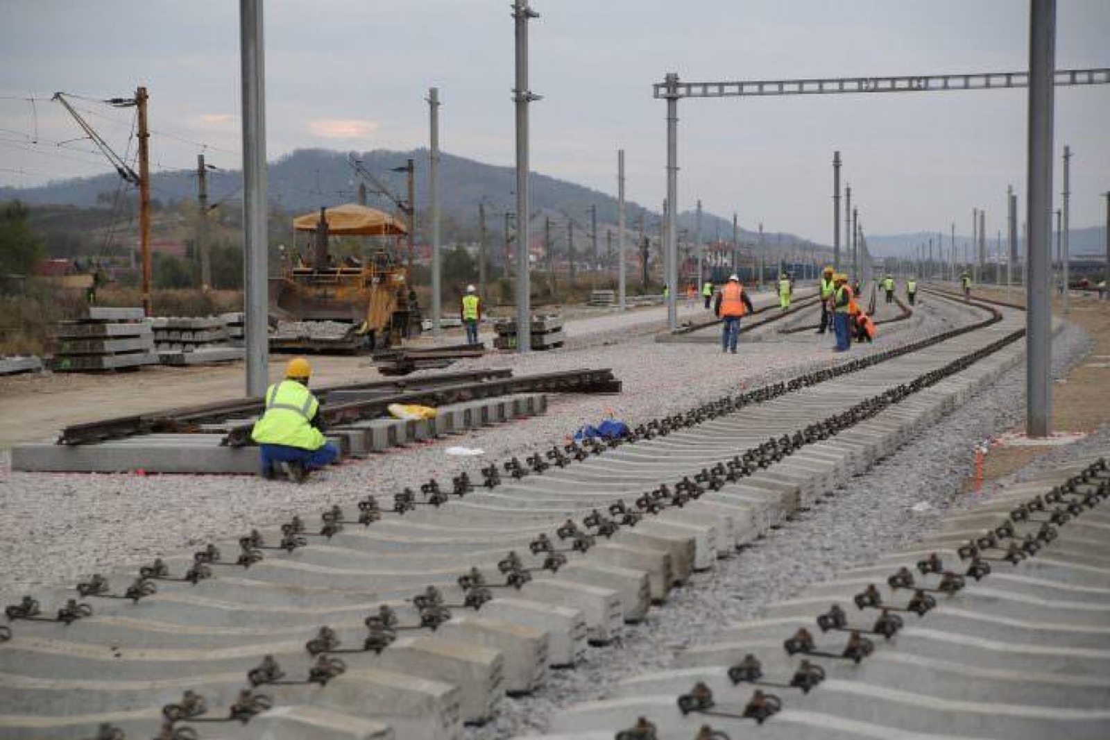 Track laying works on the modernized railway line