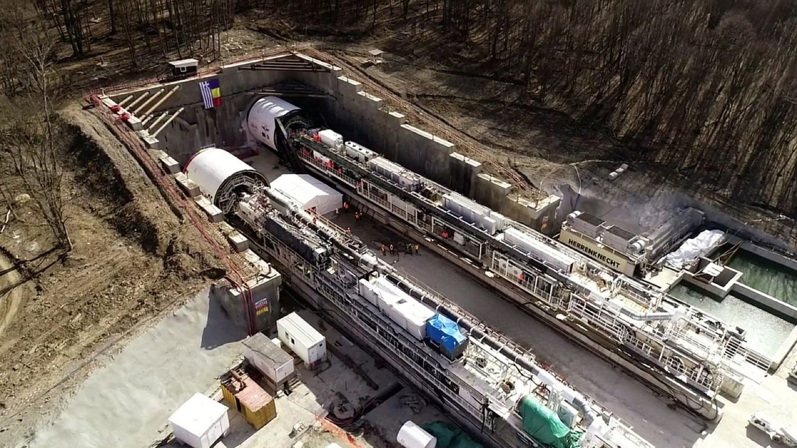 Tunnel boring machine assembled at the tunnel portal